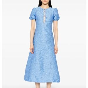 Sister Jane Women's Blue Reef Jacquard Cloqué Midi Dress Size XS New